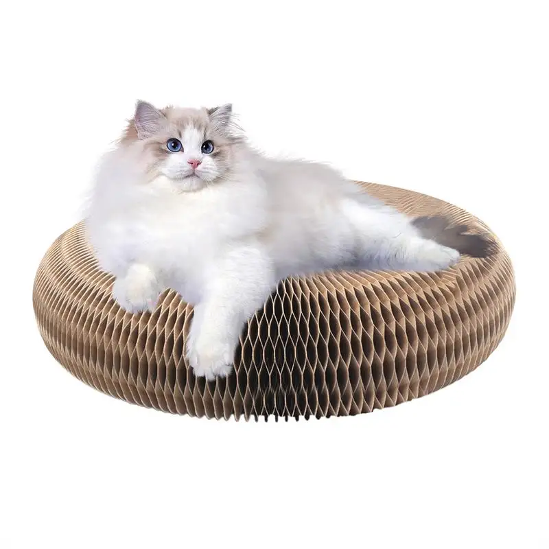 Cat Scratching Board Creative Cat Cardboard Toys Transformable Cat Accordion Toy Interactive Scratch Tunnels Toy With Bell Ball