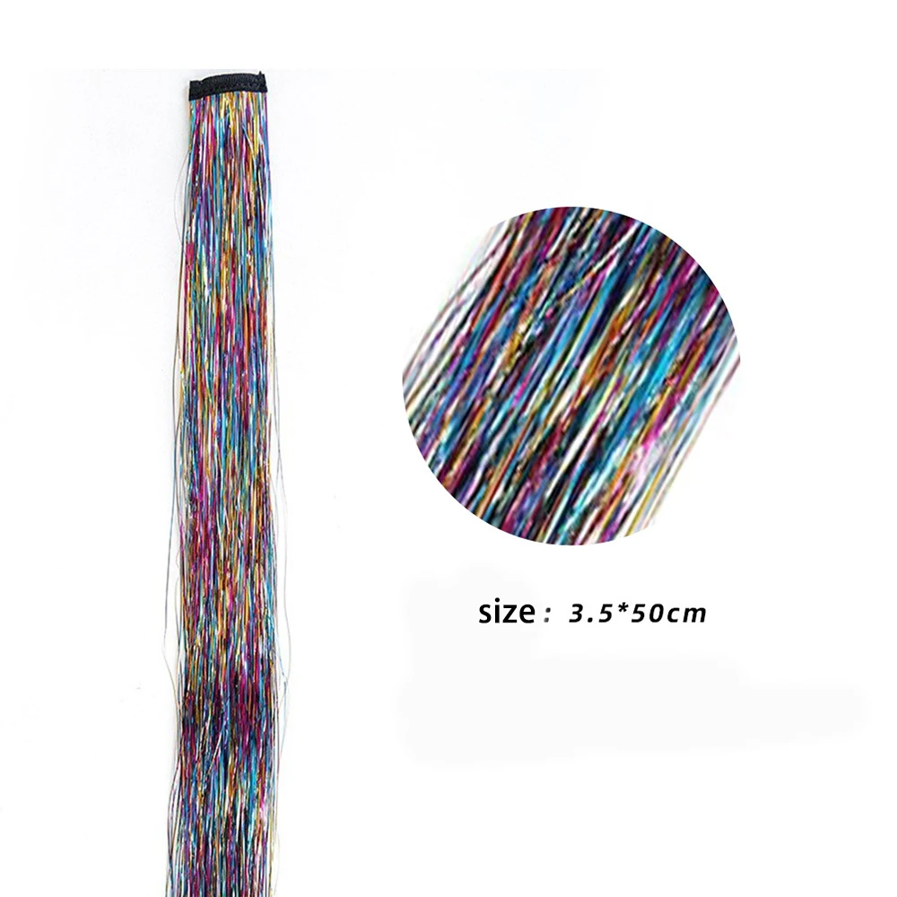 Sparkle Tinsel BB clip-in extensões de cabelo para meninas, hairpieces sintéticos, peruca cosplay DIY, acessório de cabelo Natal, 22 \