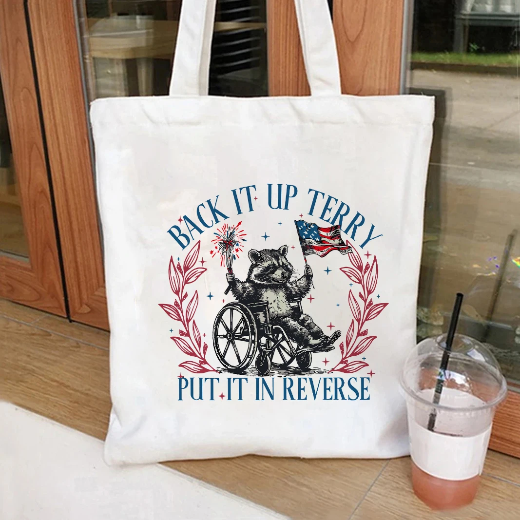 

4th of July Back Up Terry Tote Bag Large Capacity Shopping Bags Harajuku Cartoon Female Shoulder Handbag Eco Girl Handbags