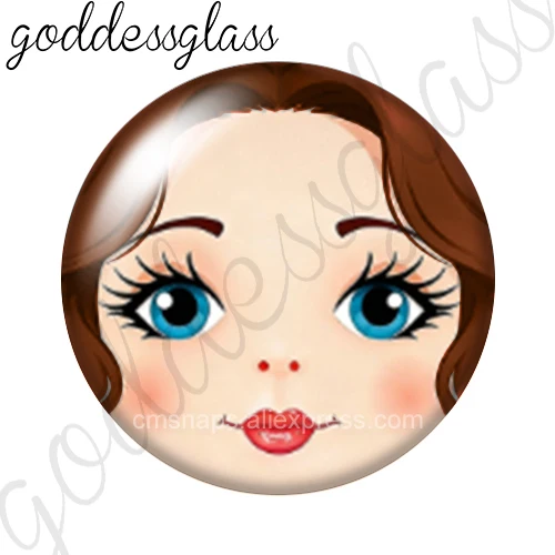 Russian Doll Face Matryoshka Girl Lady Hairstyle 10pcs 12mm/18mm/20mm Round Photo Glass Cabochon Flat Back Making Findings image 5