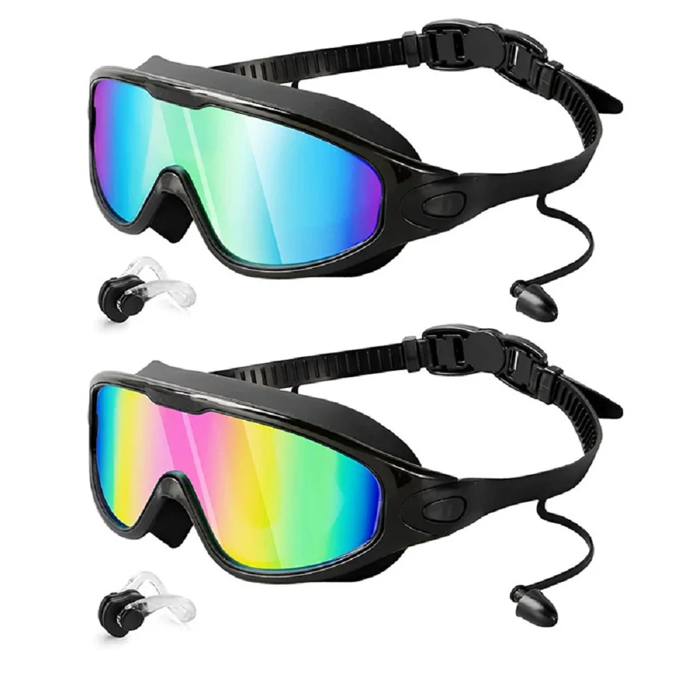 

Универсальные очки для плавания с широким обзором, защитой от запотевания и УФ-излучения для взрослых и подростков, водонепроницаемые, с HD-линзами, в большой оправе, для подводного плавания