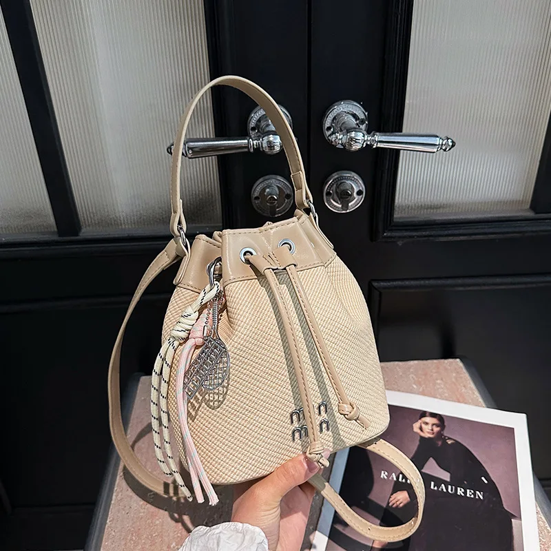 

Винтажная сумка-ведро на шнурке 2025, повседневная женская сумка через плечо, универсальная сумка через плечо, минималистичная сумка «день-ночь»