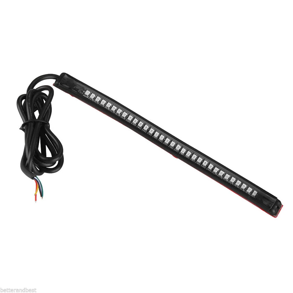 

Red Waterproof 32SMD 3528 12V Universal Flexible LED Tail Brake Stop Running Left/ Signal Integrated Light Strip Licen