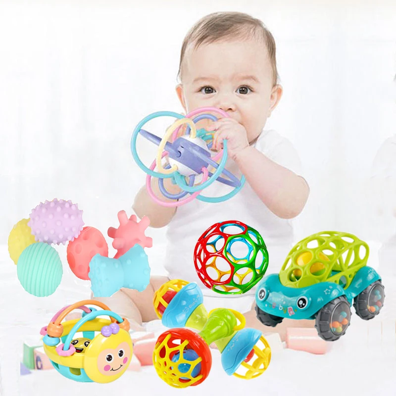 Baby Teething Toys for Babies 0-12 Months Educational Rattle Sensory Teether Toy Touch Hand Grasping Ball Develop Infant Toys