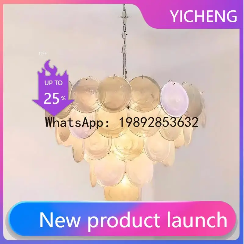 

HYS glass chandelier vintage high-end dining room light art bedroom lamp