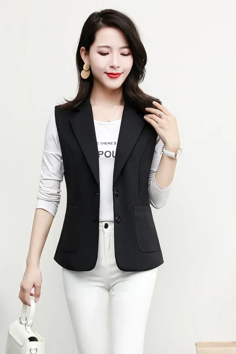 Black Women Suits 1 Piece Vest Waistcoat Cotton Formal Office Lady Business Work Wear Fashion Girl Coat Prom Dress