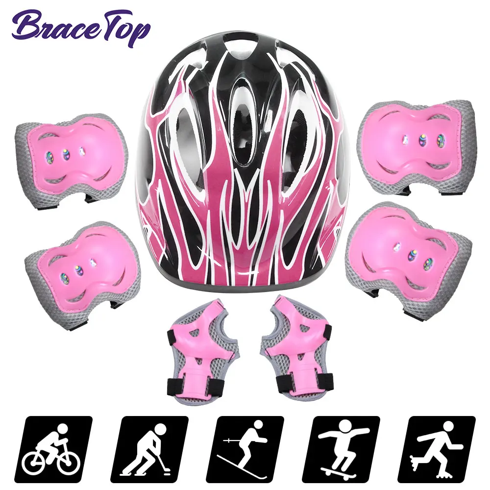 7 pièces/ensemble enfants âgés de 3 à 10 ans avec protège-poignet et genouillères coudières équipement de protection réglable pour enfant en bas âge patinage cyclisme Scooter