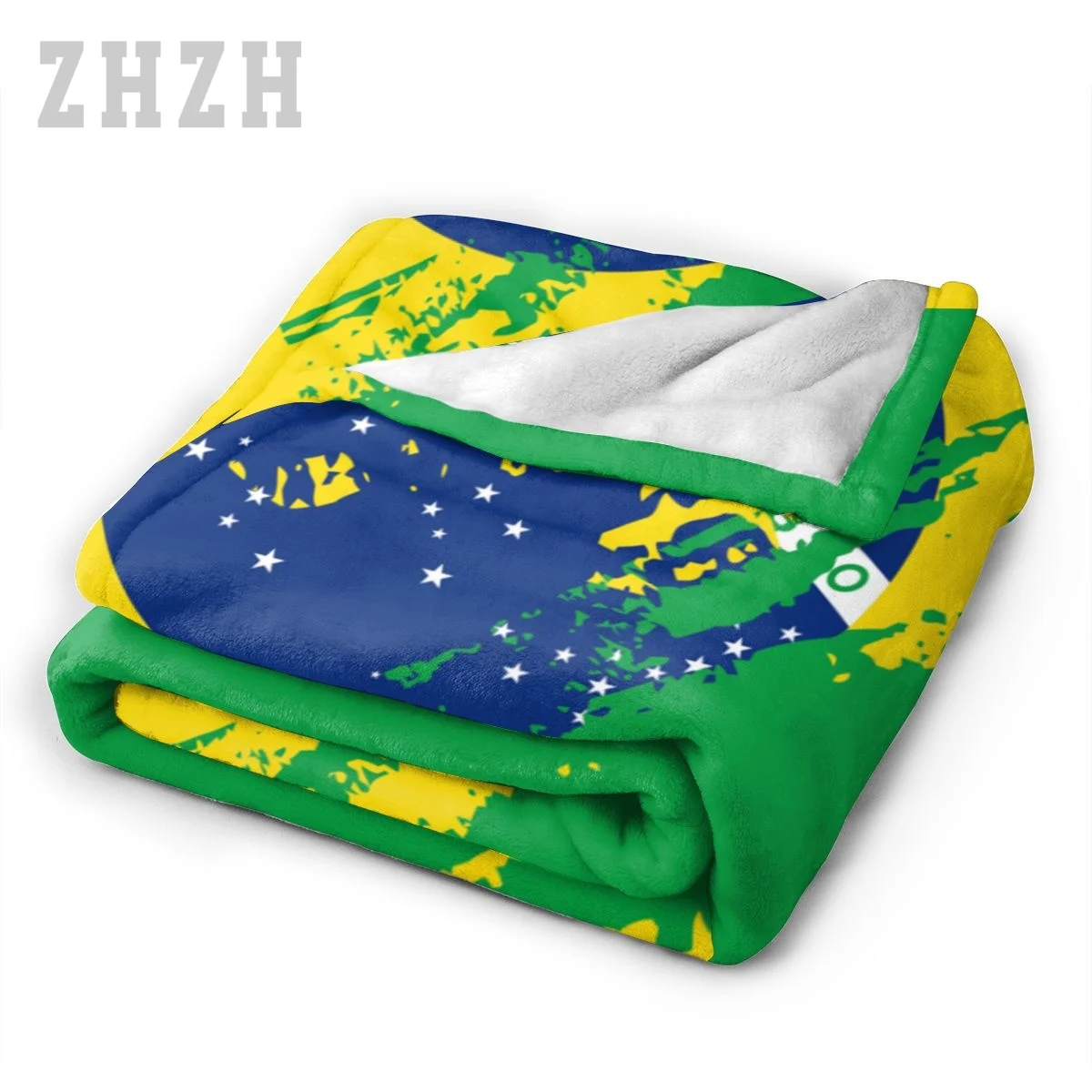 Blanket Brazil Flag Color Flannel Multifunction Camping Sofa Cover Keep Warm