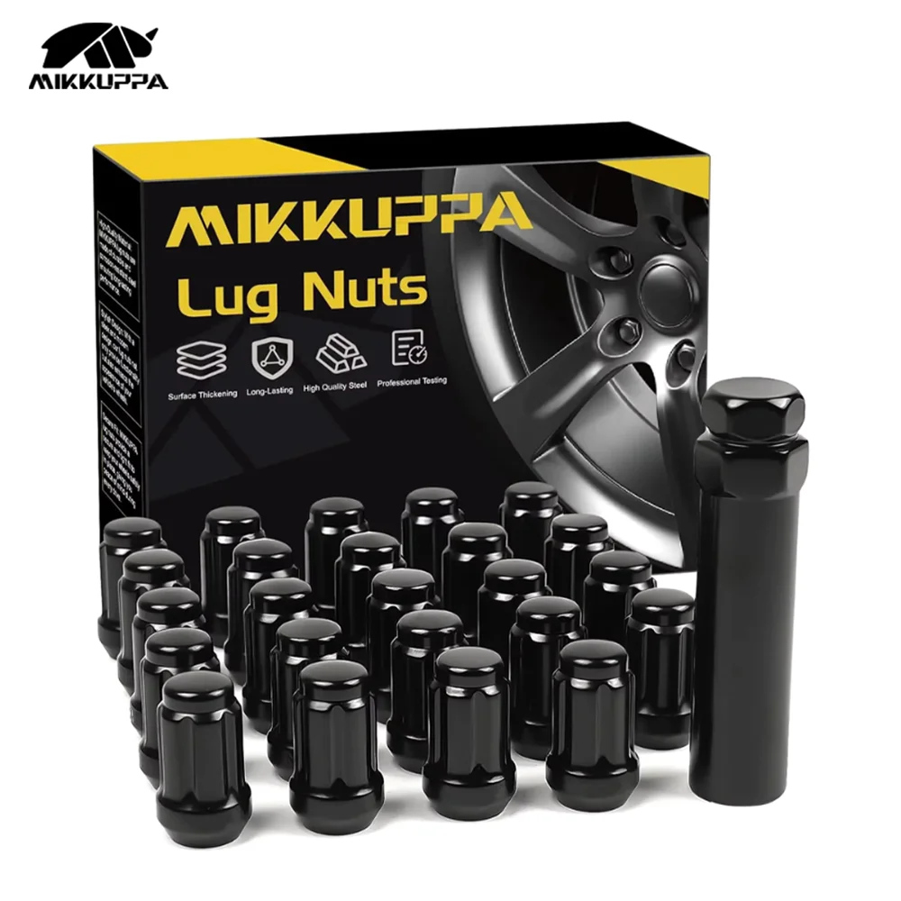 MIKKUPPA 24Pcs M12x1.25 Wheel Lug Nuts Car Accessories Black Closed End Fits Nissan Armada Titan Pickup Aftermarket Upgrade