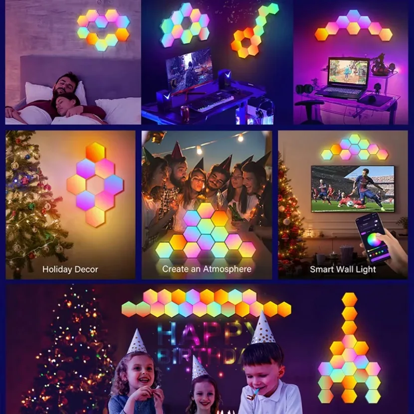 Tuya Quantum Lamp Smart App RGB Remote Control Touch Led Esports Atmosphere Light Background Wall Bedroom DIY Decor Wall Lamp