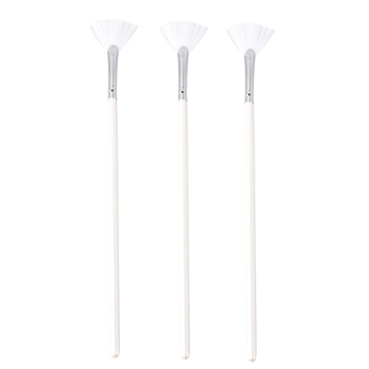 

3pcs Facial Mask Brush Long Handle Fan Shape Mask Brush Portable Professional Retouching Mask Brush Skin Care Mask Makeup Tools