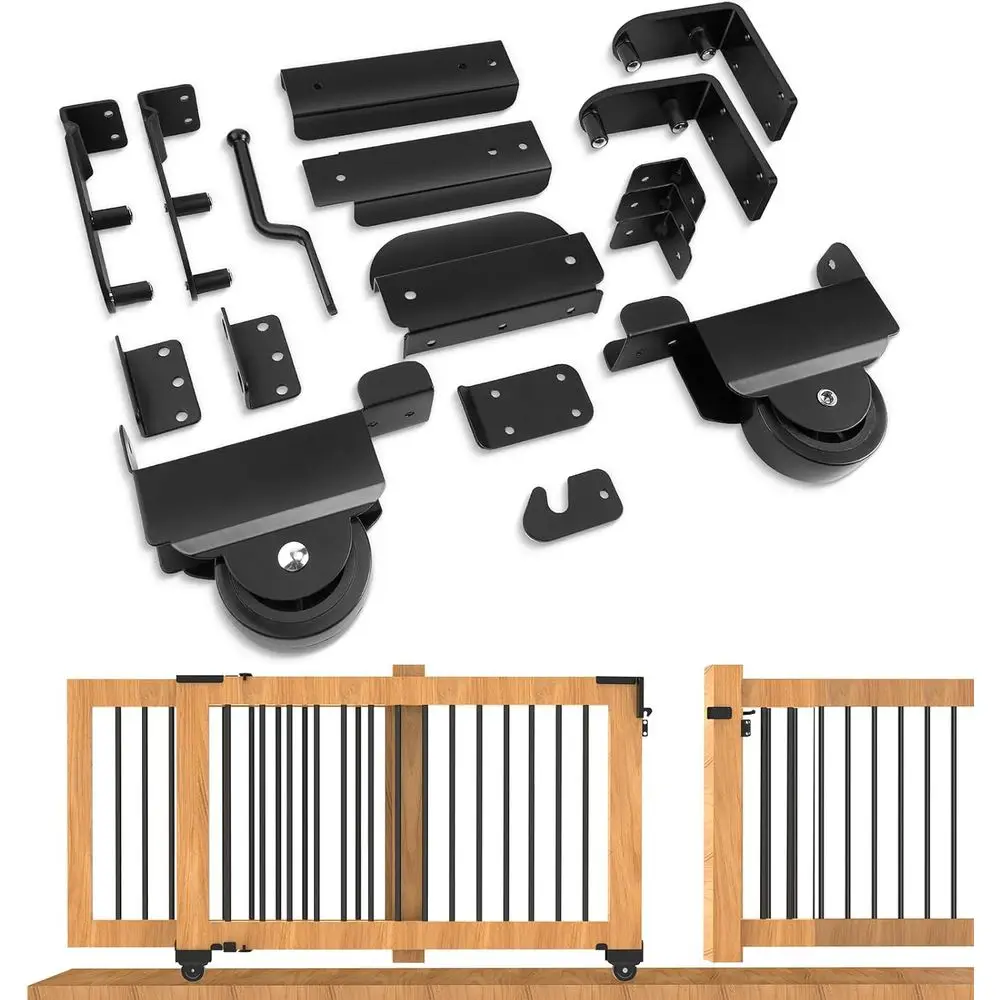 

Sliding Gate Kit–Heavy Duty Sliding Gate Hardware for Smooth, Secure Gate Operation & Easy Installation, Black
