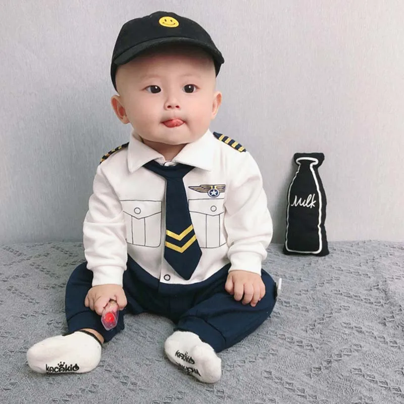 

Casual Cotton Baby Bodyusuit Long Sleeve Baby Overalls Polo Shirt Jumpsuit Gentleman Necktie Turn Down Boy Rompers Body Suit