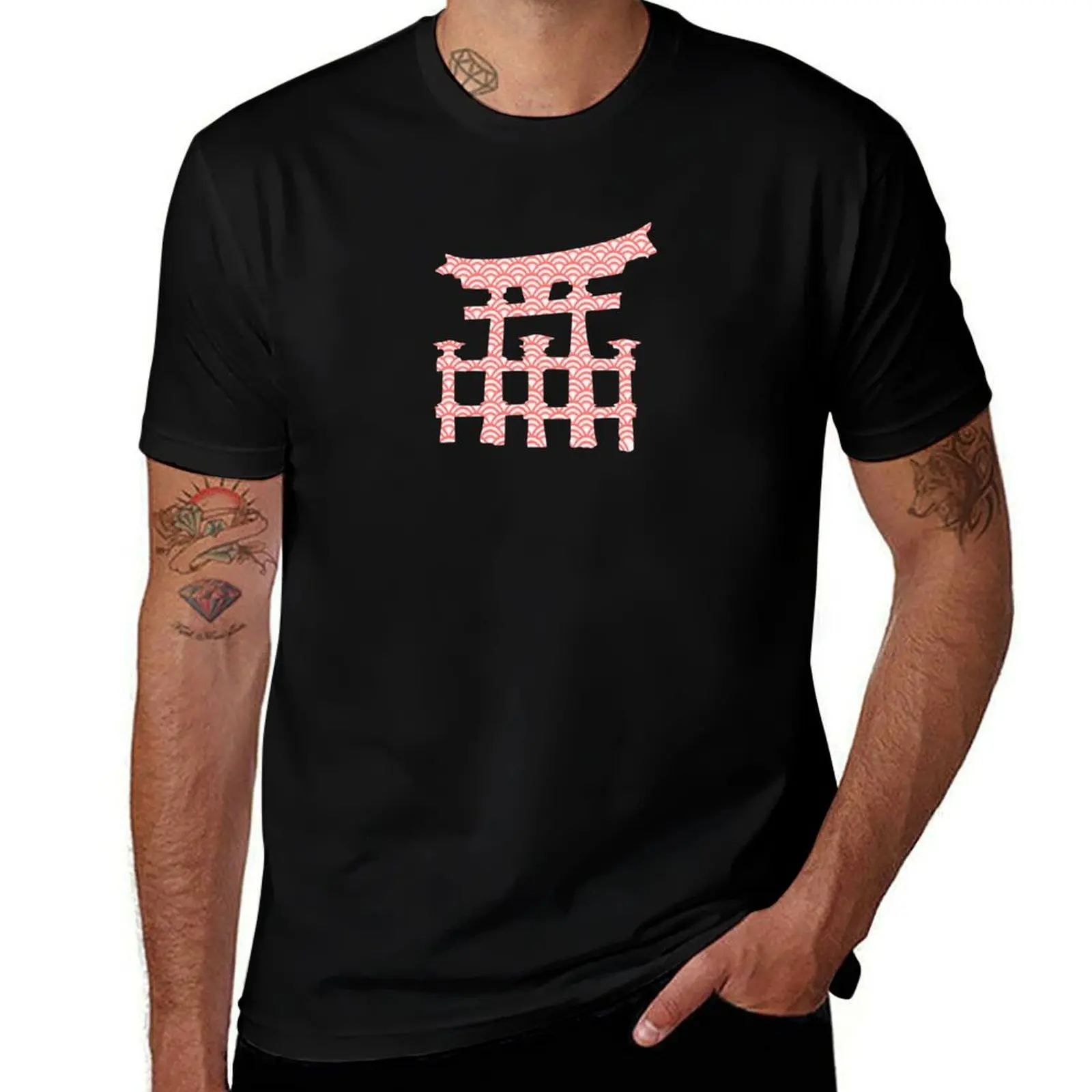 

Seigaiha Torii T-Shirt oversize t-shirts man plus size clothes shirts graphic t shirts men