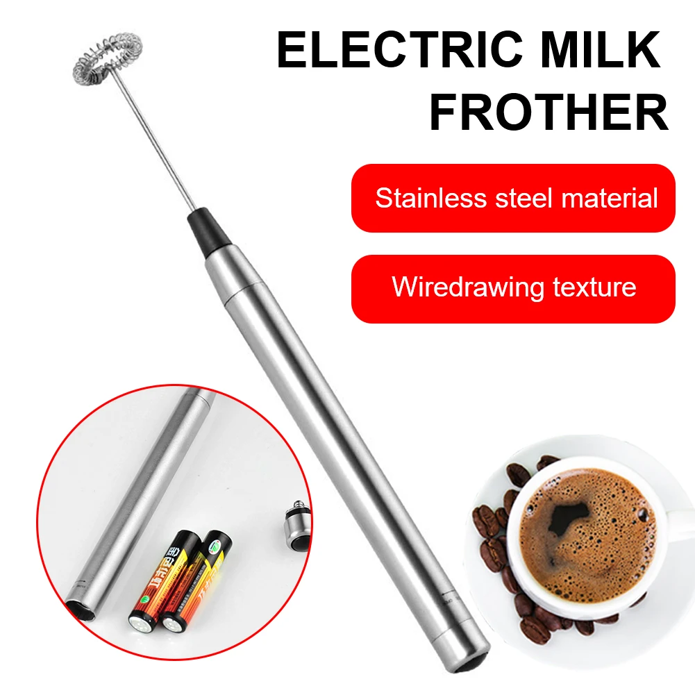 Mini Milk Frother Handheld Electric Foam Maker Battery Operated Stainless Steel Drink Mixer Blender for Cappuccino Hot Chocolate