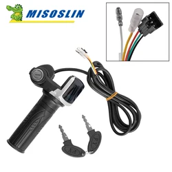 Electric Bicycle Scooter Throttle Grip With Key Lock Power Indicator E-bike 36V 48V 60V Accelerator Accessories With LCD Display