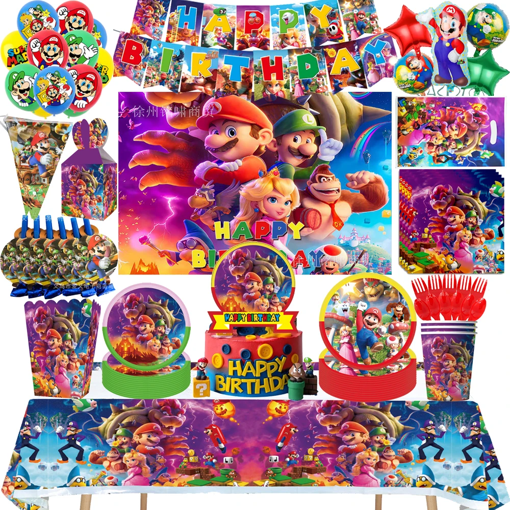 Game Bros Boy Birthday Party Decor Supplies Disposable Tableware Balloons Background For Kids Baby Shower Party Home Decorations