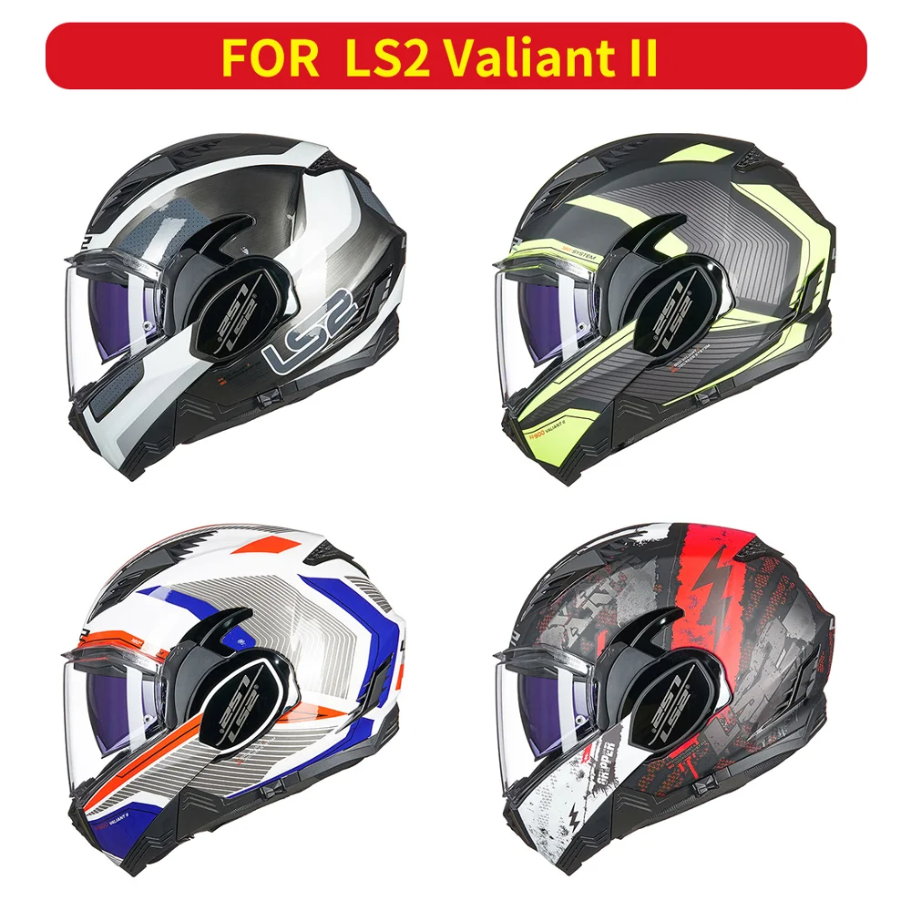 Original LS2 FF900 Valiant II Visors 180 Degrees Flip Up Motorcycle Helmet With Patch Holes Extra Replacement Lens