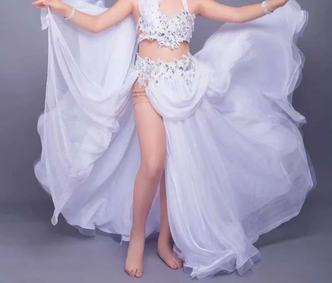 Vestido de rendimiento de danza del vientre para niños, baile Oriental para niñas, baile indio, vestido de rendimiento para niños de gama alta