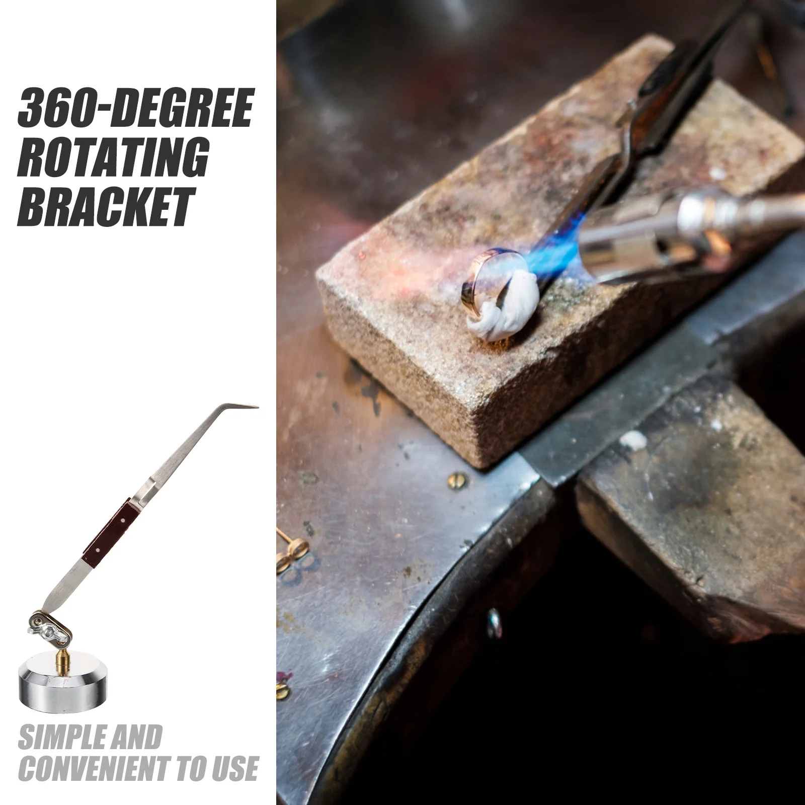 

360 Degree Rotating Bending Mouth Jewelry Welding Clamp Stainless Steel Handcrafting Tweezers Rebound Grip Precision Work Metal