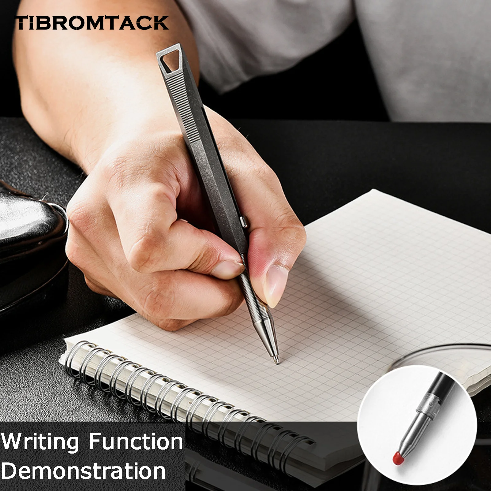 TIBROMTACK Pure Titanium Bolt Action Pen - 102mm/4.02in 25.5g EDC Fidget Pen | Steel-Strength Titanium Pen for Outdoor Self Defe