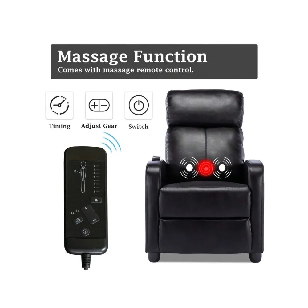 PU Leather Recliner Chair for Living Room Bedroom Home Theater Single Sofa with Two Point Massage Function Heated Backrest Footrest Lounge Chair Modern Adjustable Seat for Adults Elderly view 3