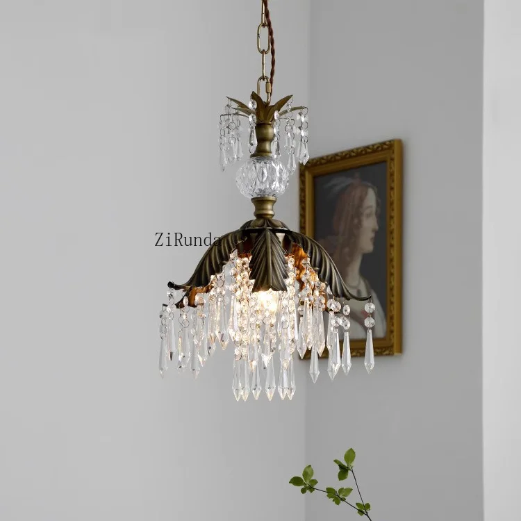 * غرفة الطعام الرعوية كريستال الثريا غرفة نوم السرير مرحاض الممر مدخل الإضاءة النحاسية #4