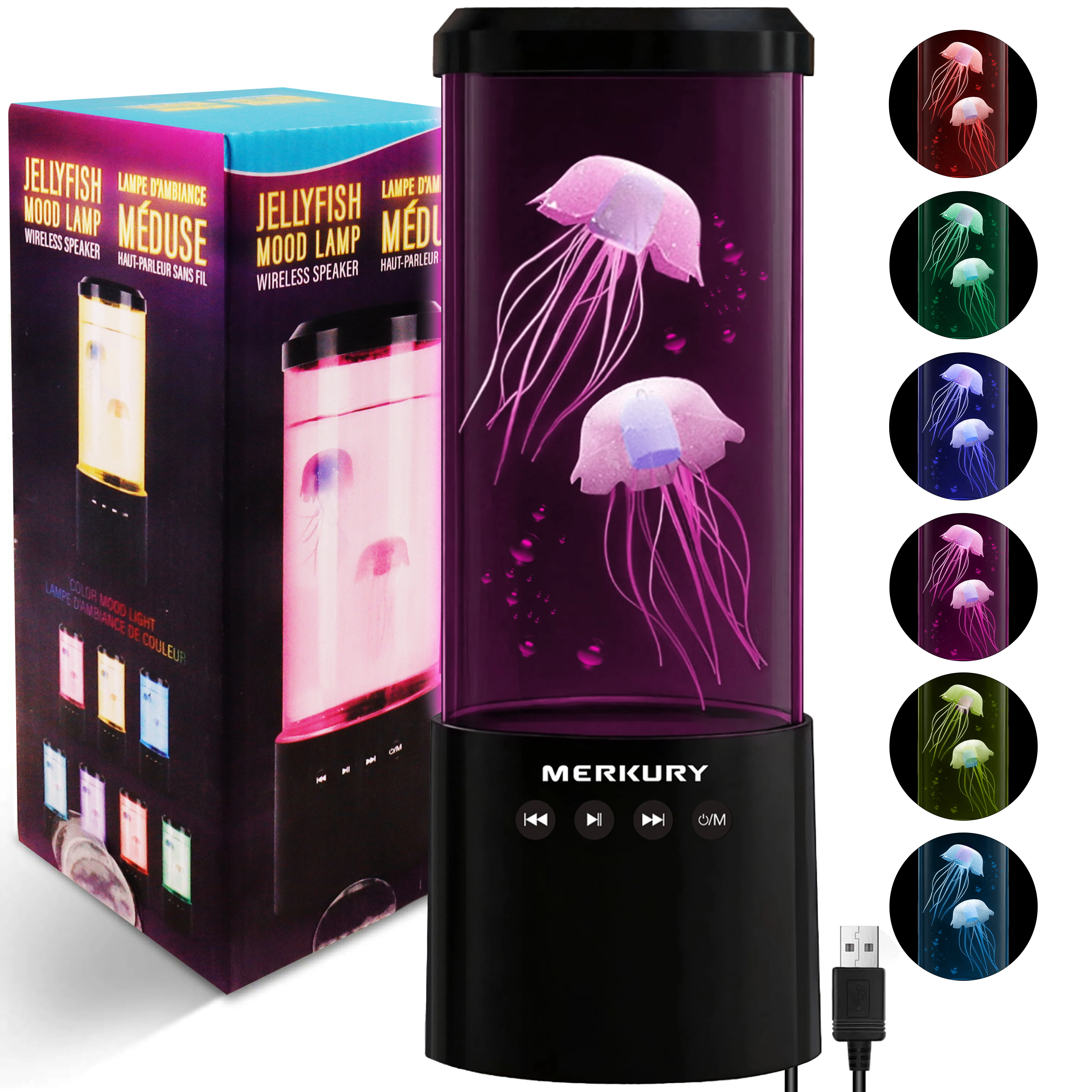 Color-changing LED Night Light Simple Bubble Cylindrical Simulation Fish Tank Home Decoration  with Sound and Bluetooth