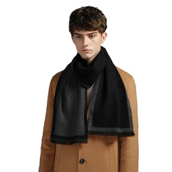 Bufanda de mezcla de lana para hombre, silenciador de Cachemira de lujo, envoltura a cuadros, suave y cálida, otoño e invierno, novedad