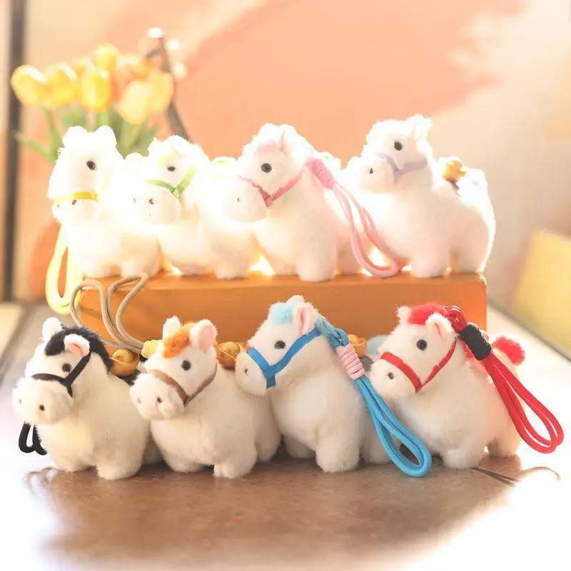

1Pc Cute Chinese Horse Pony Plush Doll Mascot Stuffed Toy Keychain Pendant Lanyard Bag Hang Charm New Year Souvenir Gift