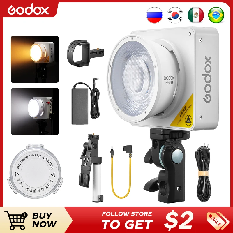 

Godox ML100Bi Bi-Color LED Light 120W Onboard & App Control Portable Photography Lamp for Video Recording Live Streaming