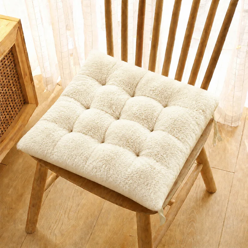 2Pcs Thick Plush Non-Slip Cushions Super Soft Non Collapse Backrest Cushion for Living Room Autumn Winter Warm Rebound Hip Pad