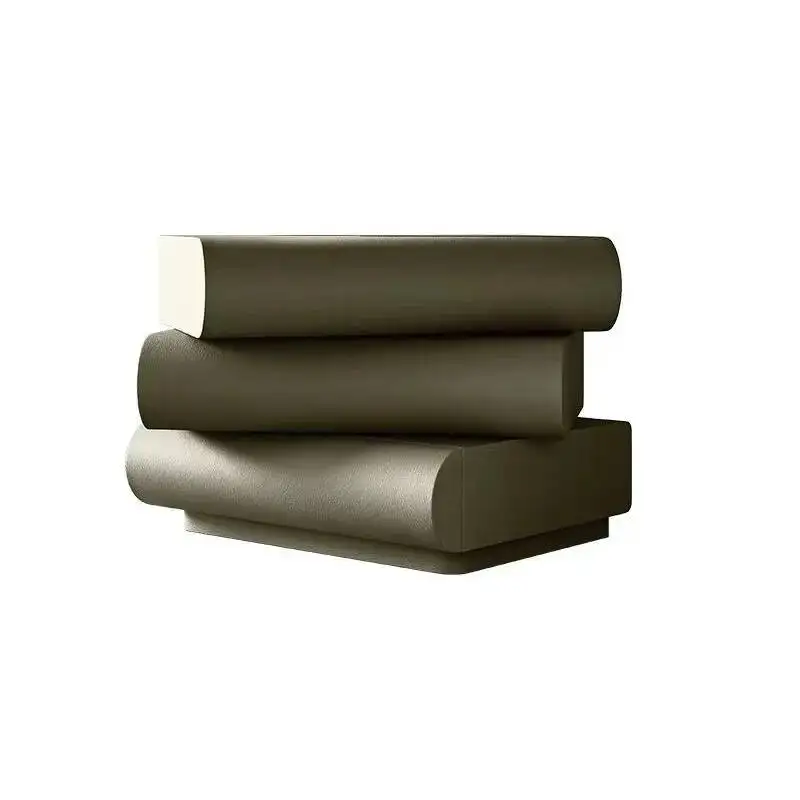 Nightstand Table - Shaped Creative Modern Leather Bedside Stacked Artistic Accent Table for Book Bedroom
