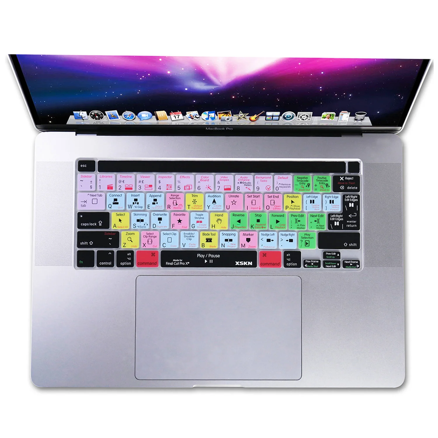 XSKN Logic Final Cut Pro Tools Ableton Premiere OS Photoshop Lightroom Shortcuts Silicone Keyboard Cover for MacBook Pro 13.3/16