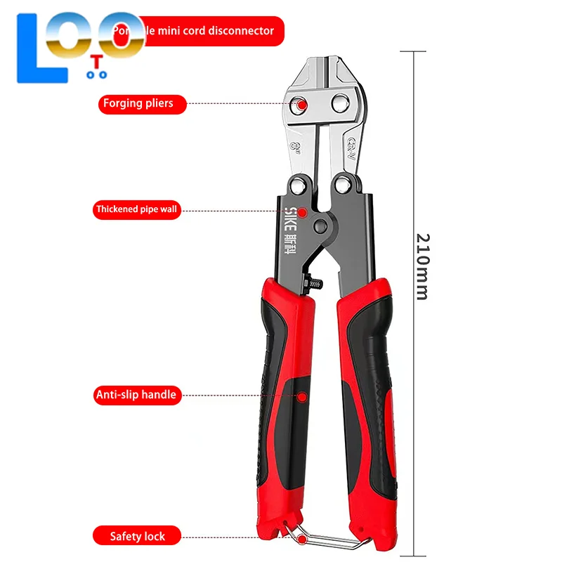 1 шт. мини-болторез, изготовлен из хром-ванадиевой легированной стали, быстрый и острый, экономичная работа, используется для резки проволоки, стержневая сталь