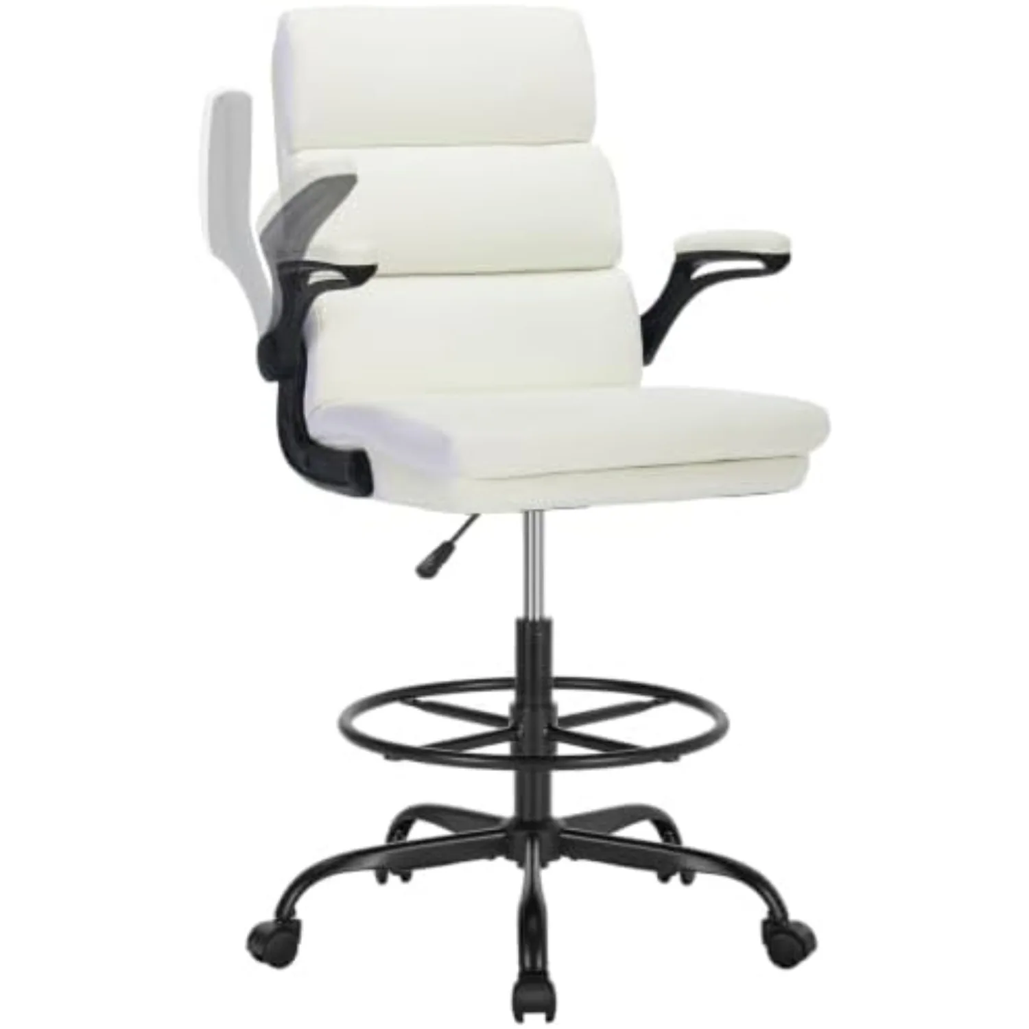 Drafting Chair, Tall Office Chair with Footrest for Standing Desk | 3-zone backrest and dual-layer cushion add comfort