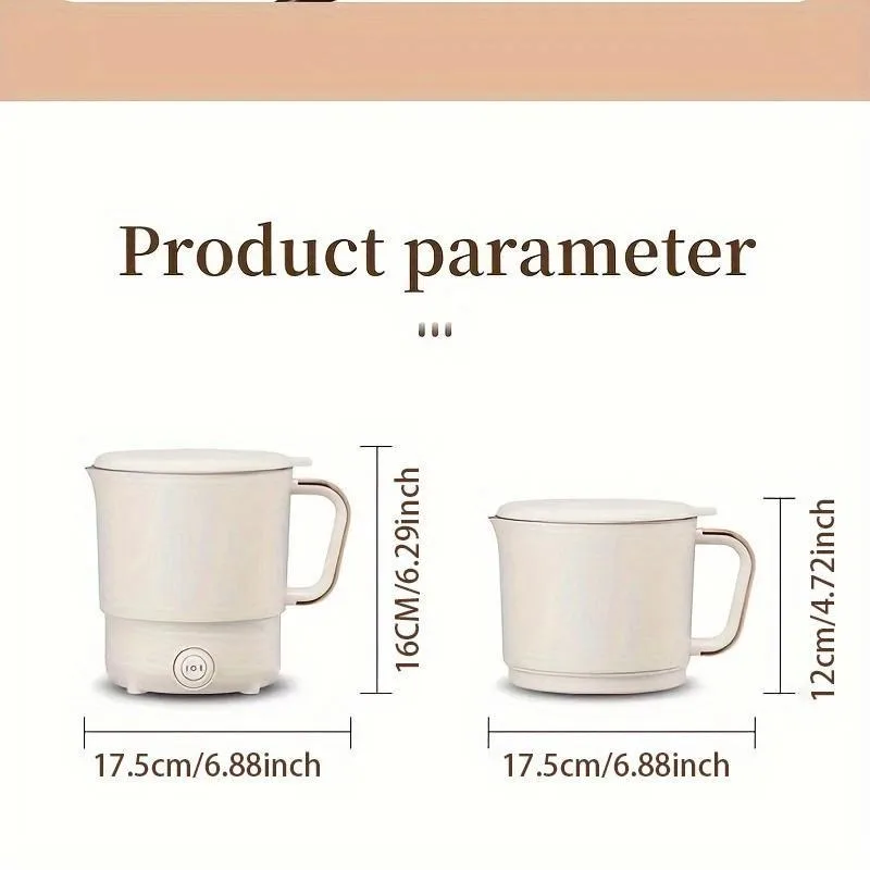 Портативный электрический чайник, чайник быстрого кипячения мощностью 500 Вт со съемной крышкой, электрическая чашка для воды из нержавеющей стали на 1 счетчик для домашнего офиса