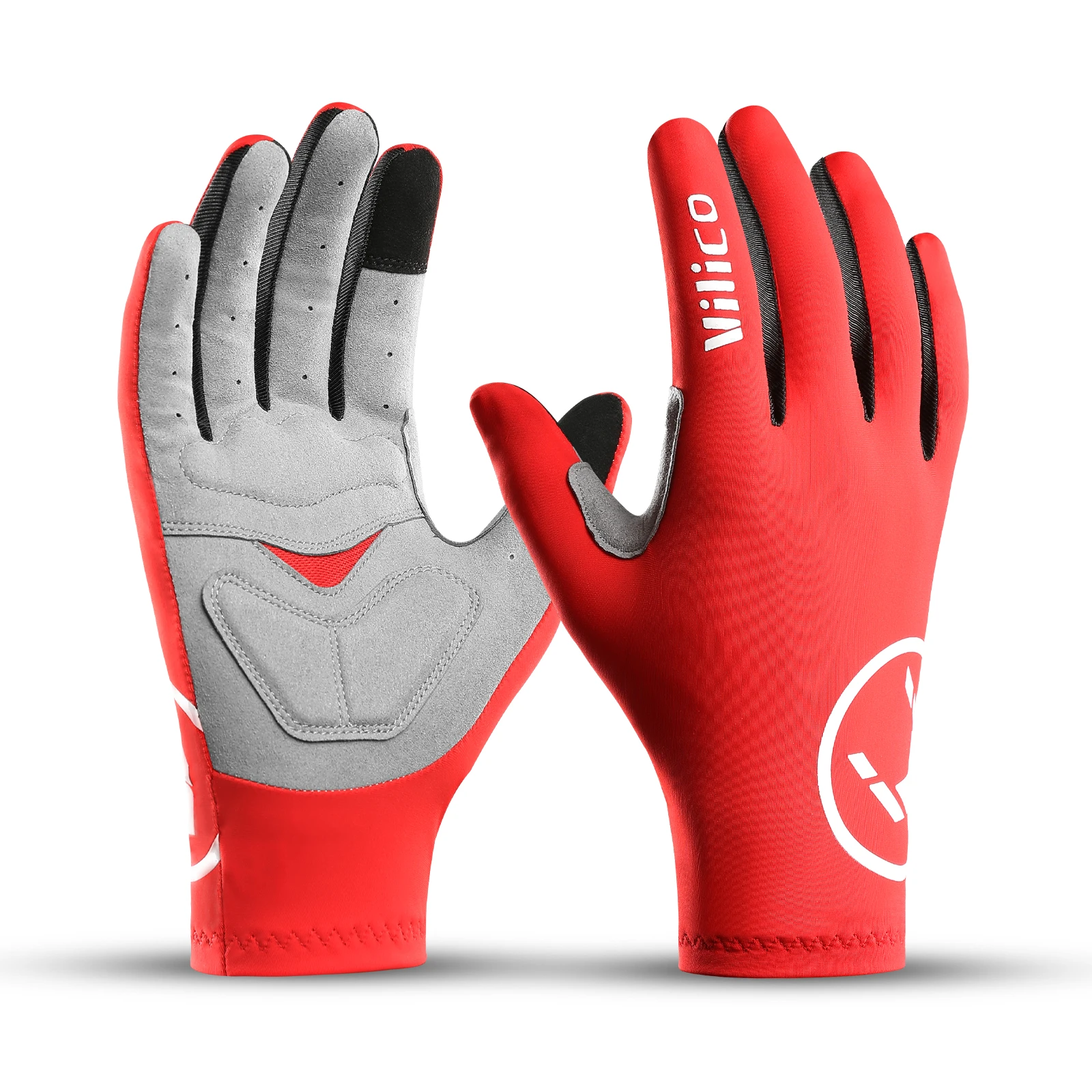 Vilico Touch Screen Full Finger Cycling Gloves, Shock Absorbing Padded Bike Gloves Breathable Anti-Slip MTB Road Bicycle Sports