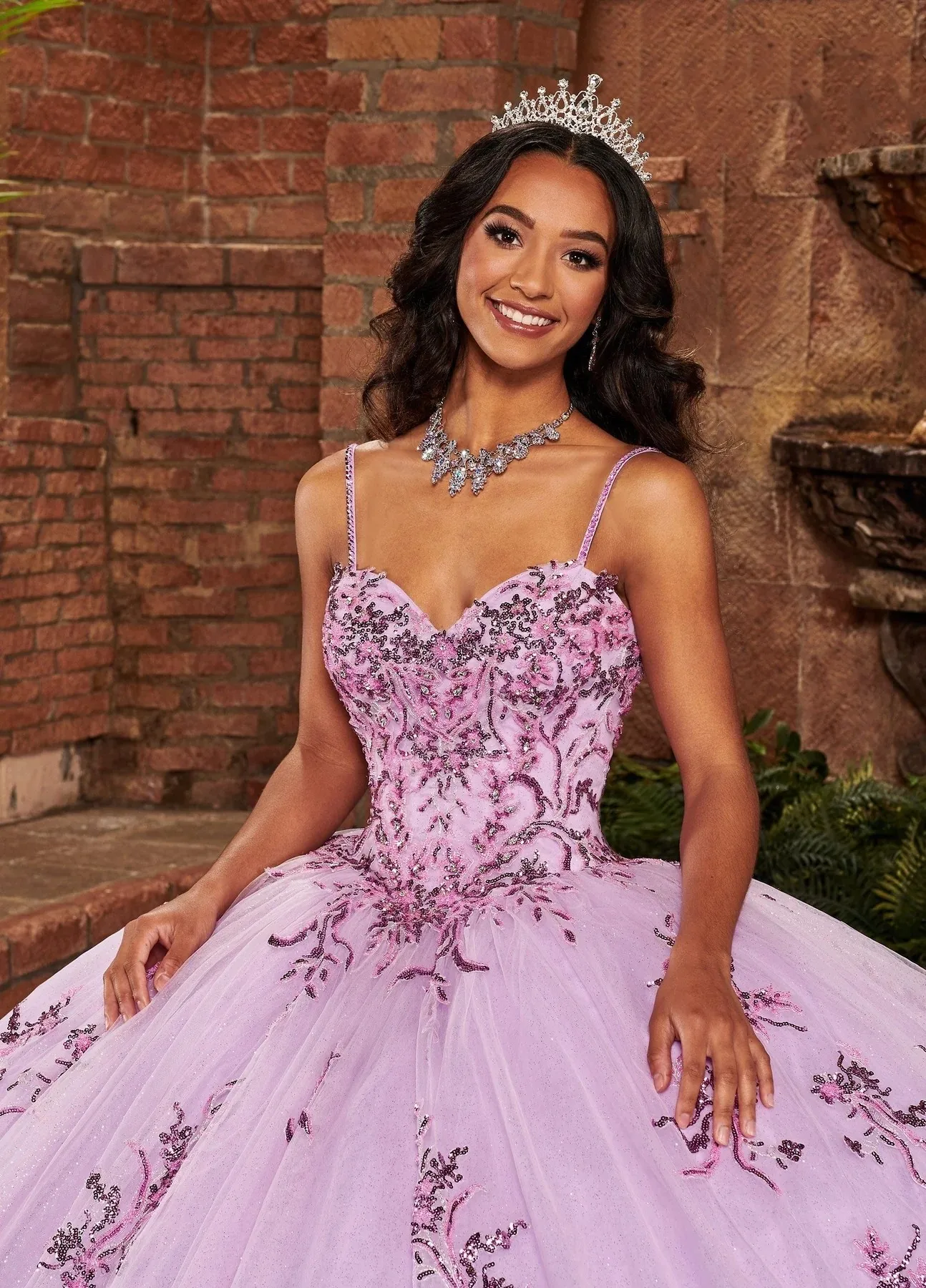 Lilac Charro Quinceanera Dresses Ball Gown Spaghetti Straps Tulle Appliques Puffy Mexican Sweet 16 Dresses 15 Anos