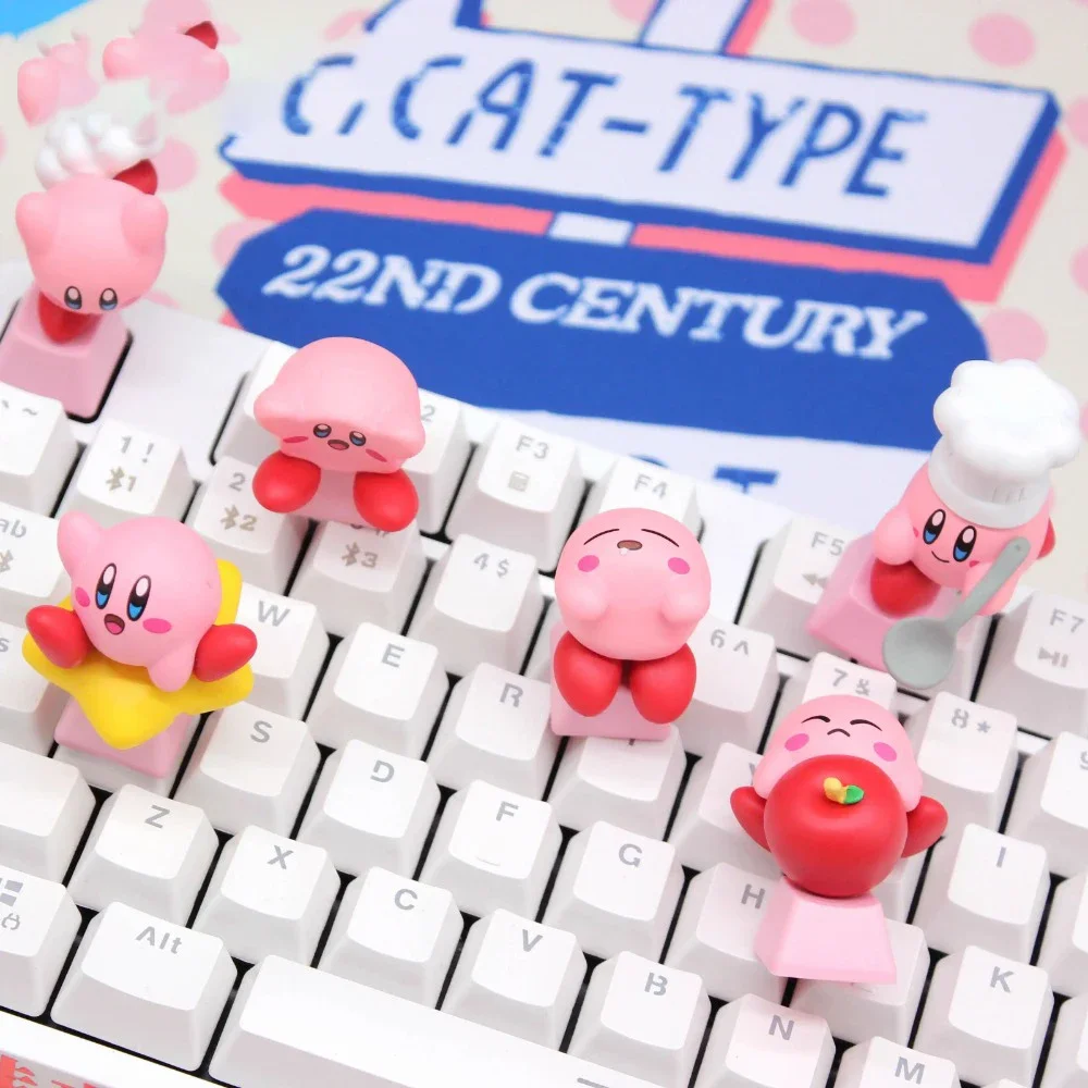 Kawaii Schattige Roze Kirby Diy Hars Individualiteit Originaliteit Keycap Toetsenbord Decoratie Verzamelen Speelfestivals Cadeau