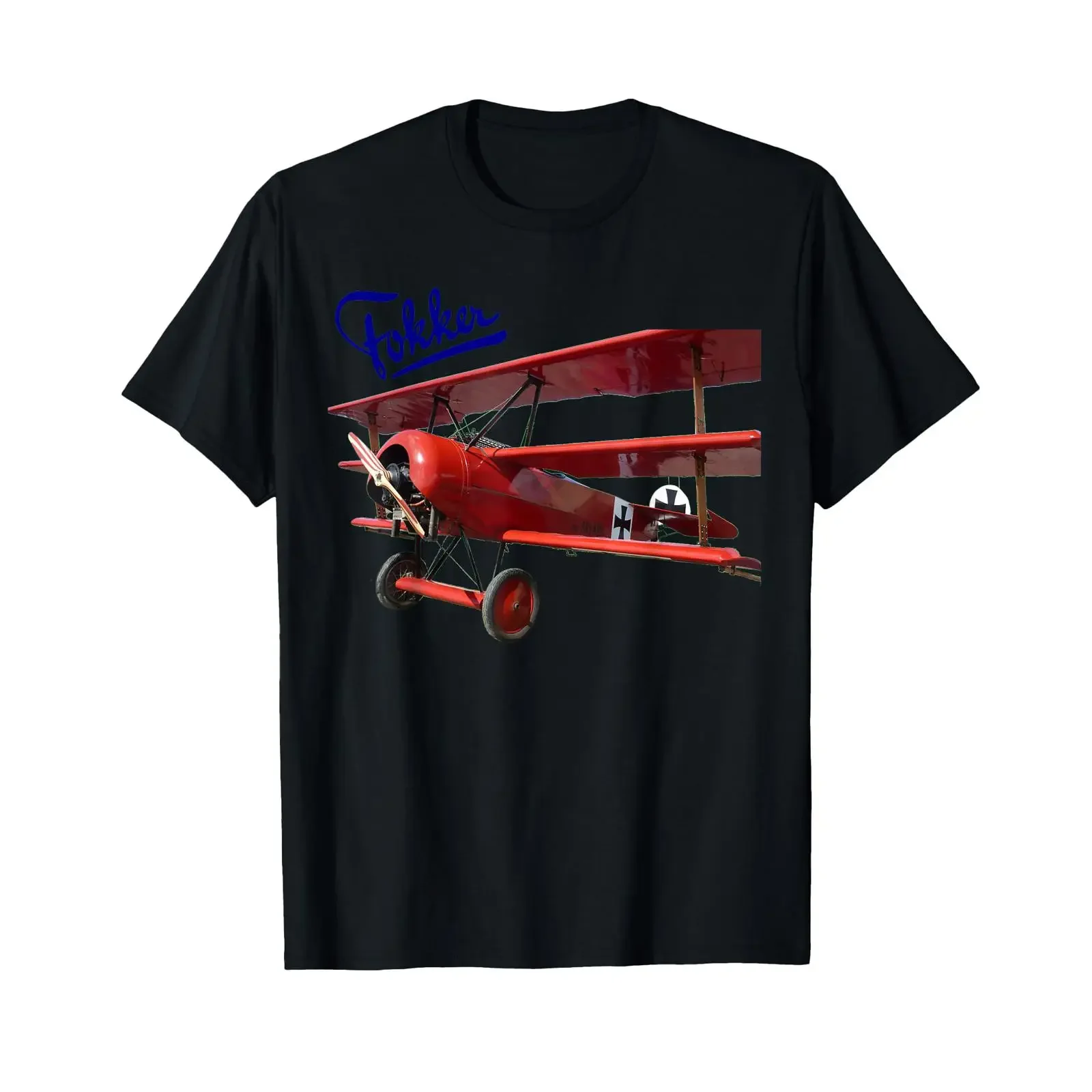 Men's Vintage Car Aeroplane Fokker D3 Triplane Red Baron WW1 T Shirt vintage Washed homme Casual Top For Everyday Wear