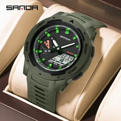 Fashion SANDA 3360 Men's Electronic Watch Sports Multi functional Waterproof LED Dual Display Men's Electronic Watch 2025