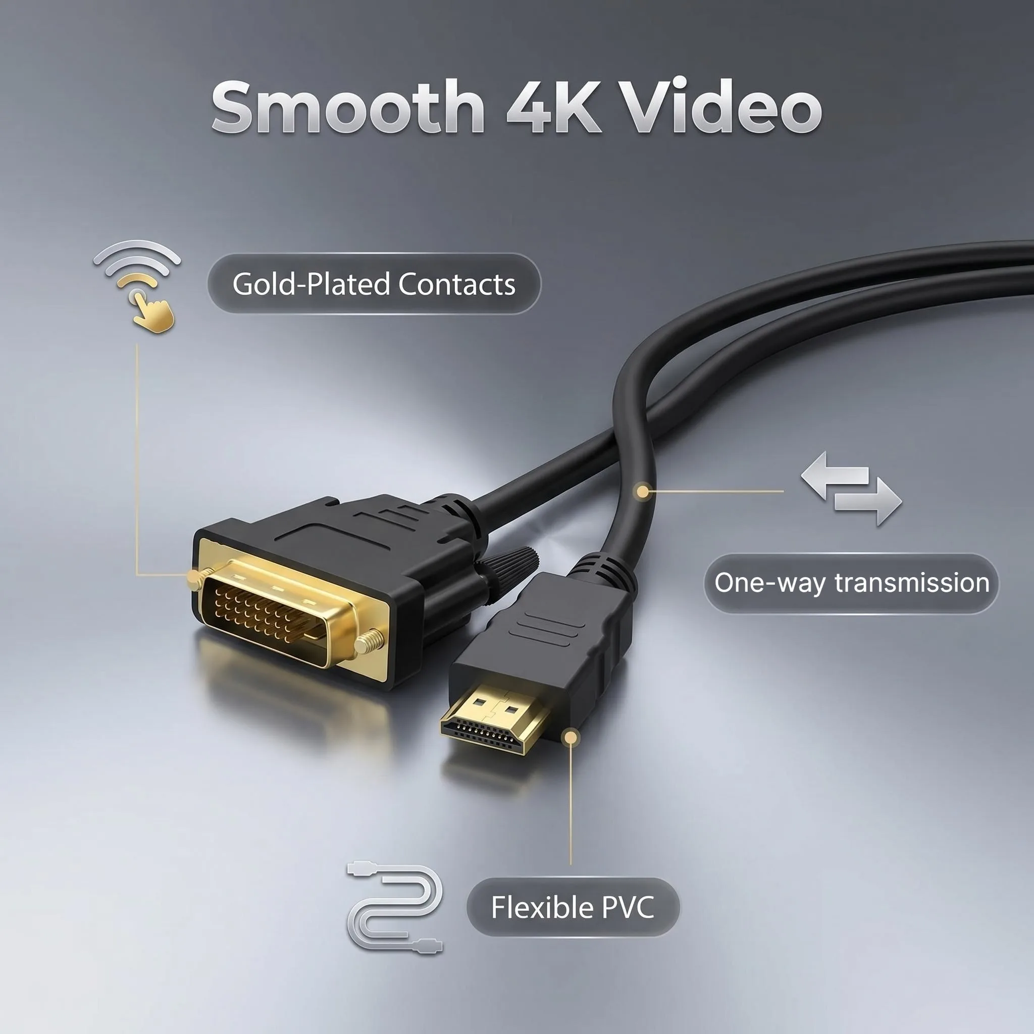 4K HDMI To DVI Cable Bi-direction DVI To HDMI Adapter 1.5M 3M Cable 24+1 DVI-D Converter for TV Xbox  DVD PC Projector HDTV BOX