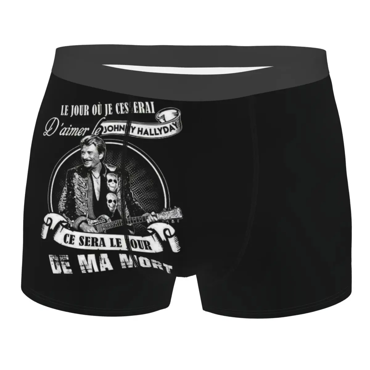 

Custom Funny Johnny Hallyday French Singer Boxers Shorts Panties Men's Underpants Comfortable Heavy Metal Rock Briefs Underwear
