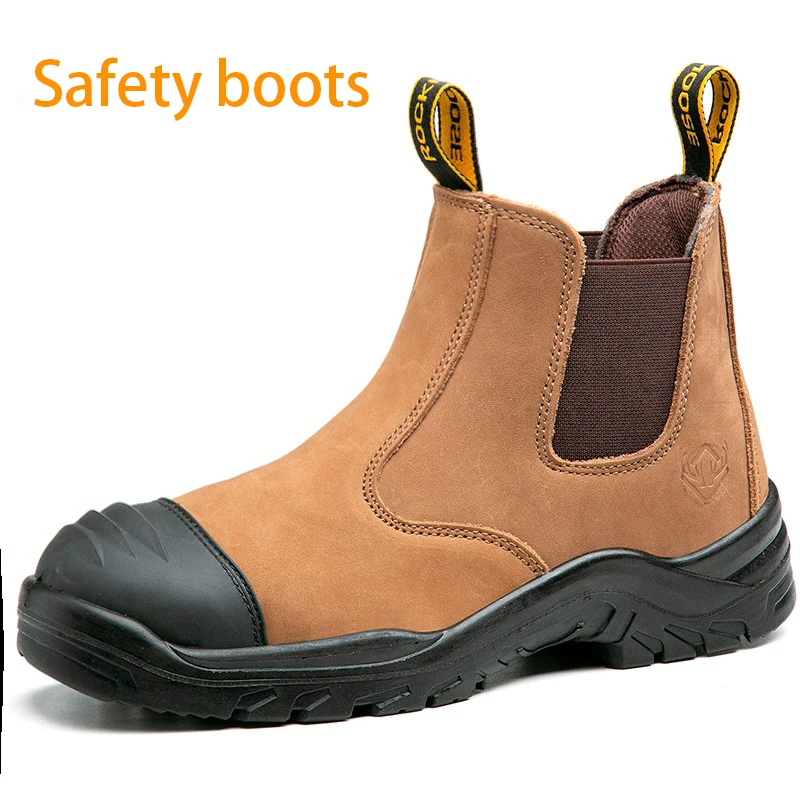 

Men's Safety Work Boots Steel Toe Shoes Anti Impact Leather Anti-Puncture Outdoor for welding welder