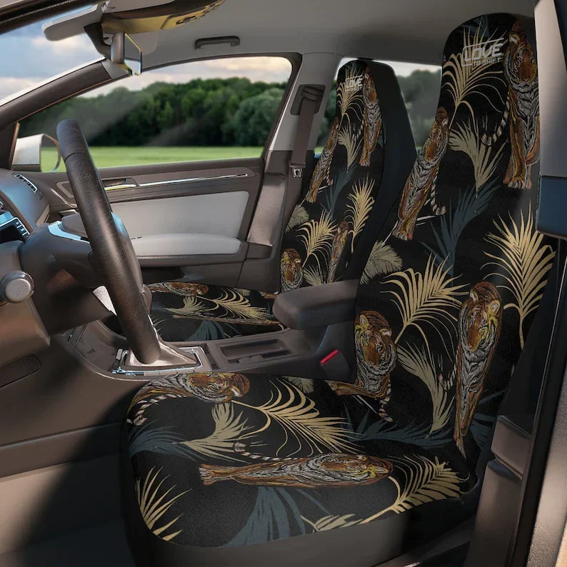 

Tiger and Tropical Palm Leaves Car Seat Covers