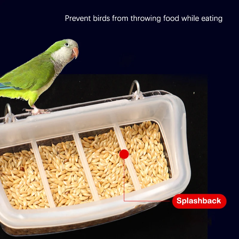 Parrot Feeder Drinker Pet Cage Plastic Food Container Hanging Bowl Feeder Box