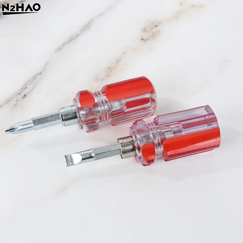 2pcs  Screwdriver Transparent Head Mini Small Portable Radish Head Handle With Flat Head Slotted  Cross Repair Hand Tool