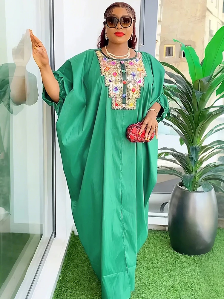 Evening Dresses Women 2024 African Traditional Maxi Robe Dubai Muslim Abaya Wedding Party Dashiki Diamond Clothing Loose Boubou