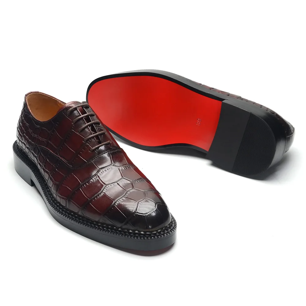 Luxury Man Dress Shoes Increased Height Oxfords Shoe Genuine Cowhide Leather Crocodile Pattern Elegant Wedding Male Footwear
